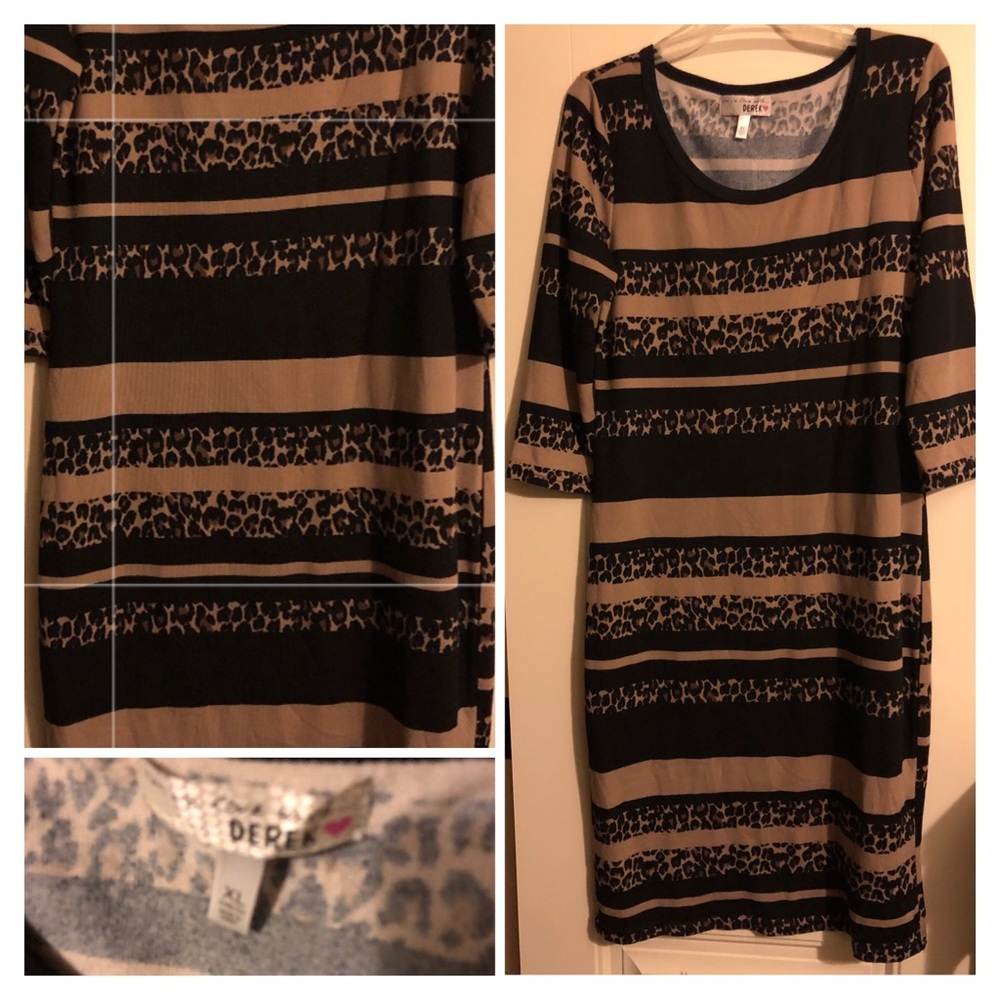 Leopard 🐆 and Stripe Dress XL Bodycon